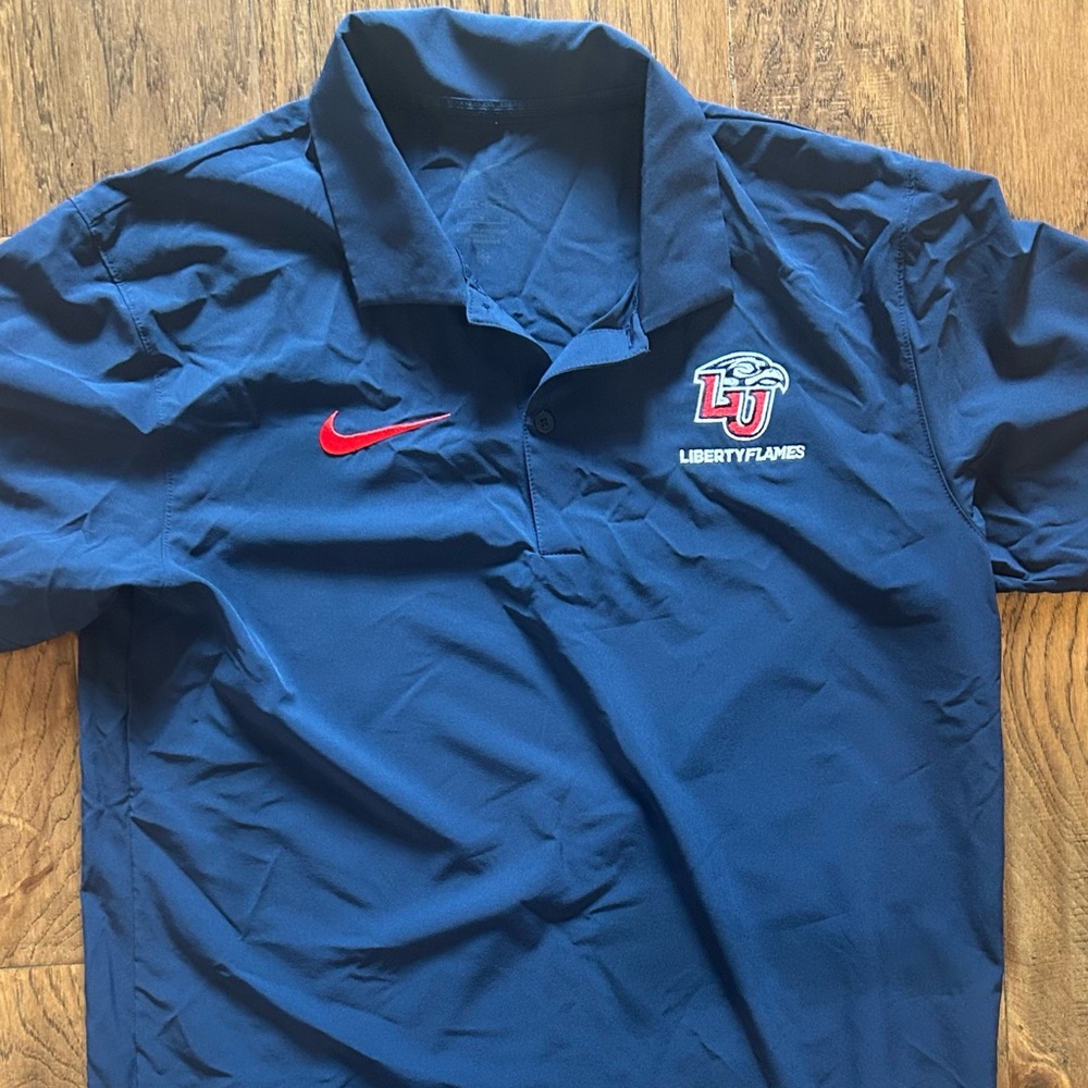 Liberty Flames Blue Polo dri fit Shirt